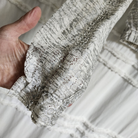 Bnwot,.Zara Sheer Textured Gray Long Sleeve Crop Top. - Picture 7 of 10